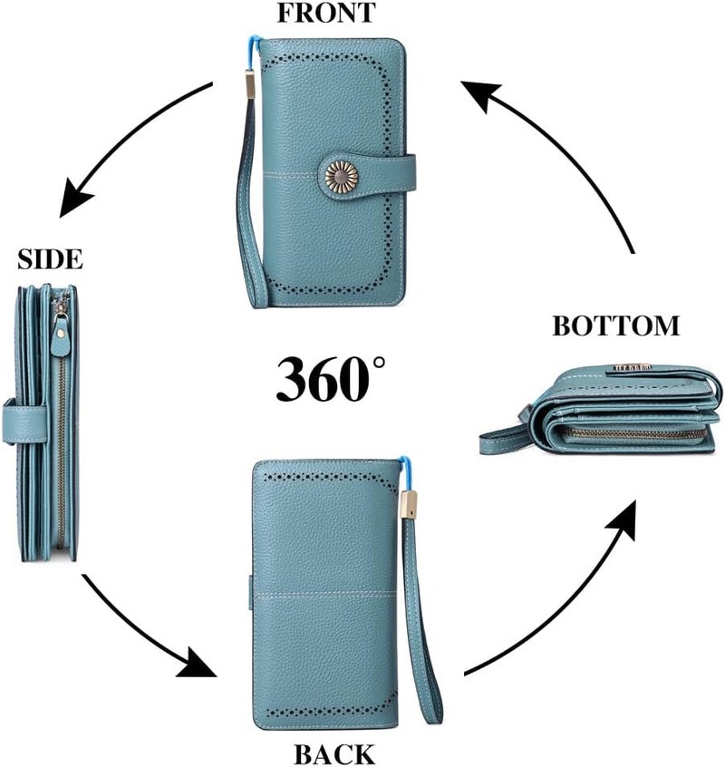 SENDEFN Wallets for Women Leather Credit Card Holder with RFID Blocking Large Capacity Wristlet | with RFID Blocking, Large Capacity, Wristlet, with RFID Blocking, Large Capacity, Wristlet - Image 4